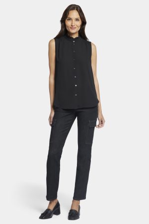 Sleeveless Ruffle Neck Blouse