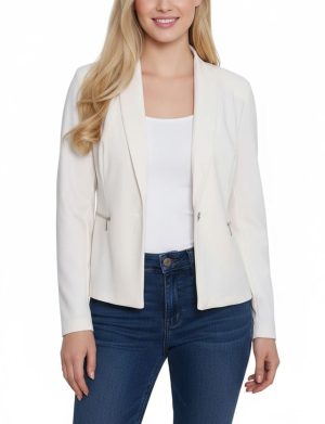 Cropped Long Sleeve Crepe Jacket