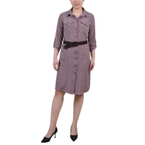 3/4 Roll Tab Sleeve Shirtdress