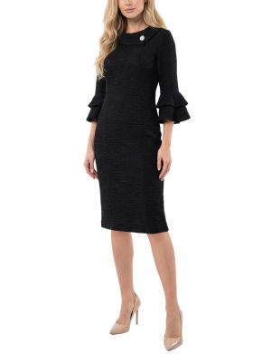 NY Collection 3/4 Sleeve Shawl Collar Dress