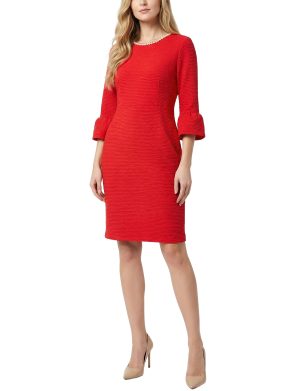 NY Collection Petite 3/4 Sleeve Pearl Detail Dress