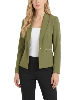NY Collection Petite Cropped Long Sleeve Crepe Jacket