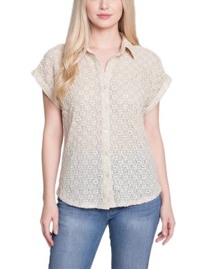 NY Collection Short Sleeve Lace Blouse