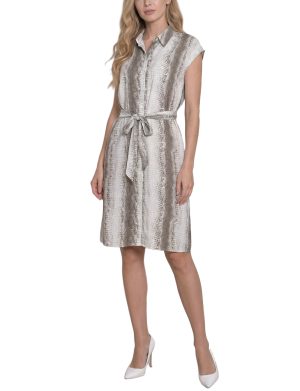 NY Collection Sleeveless Belted Dress