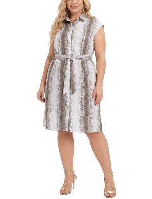 NY Collection Plus Size Sleeveless Belted Dress